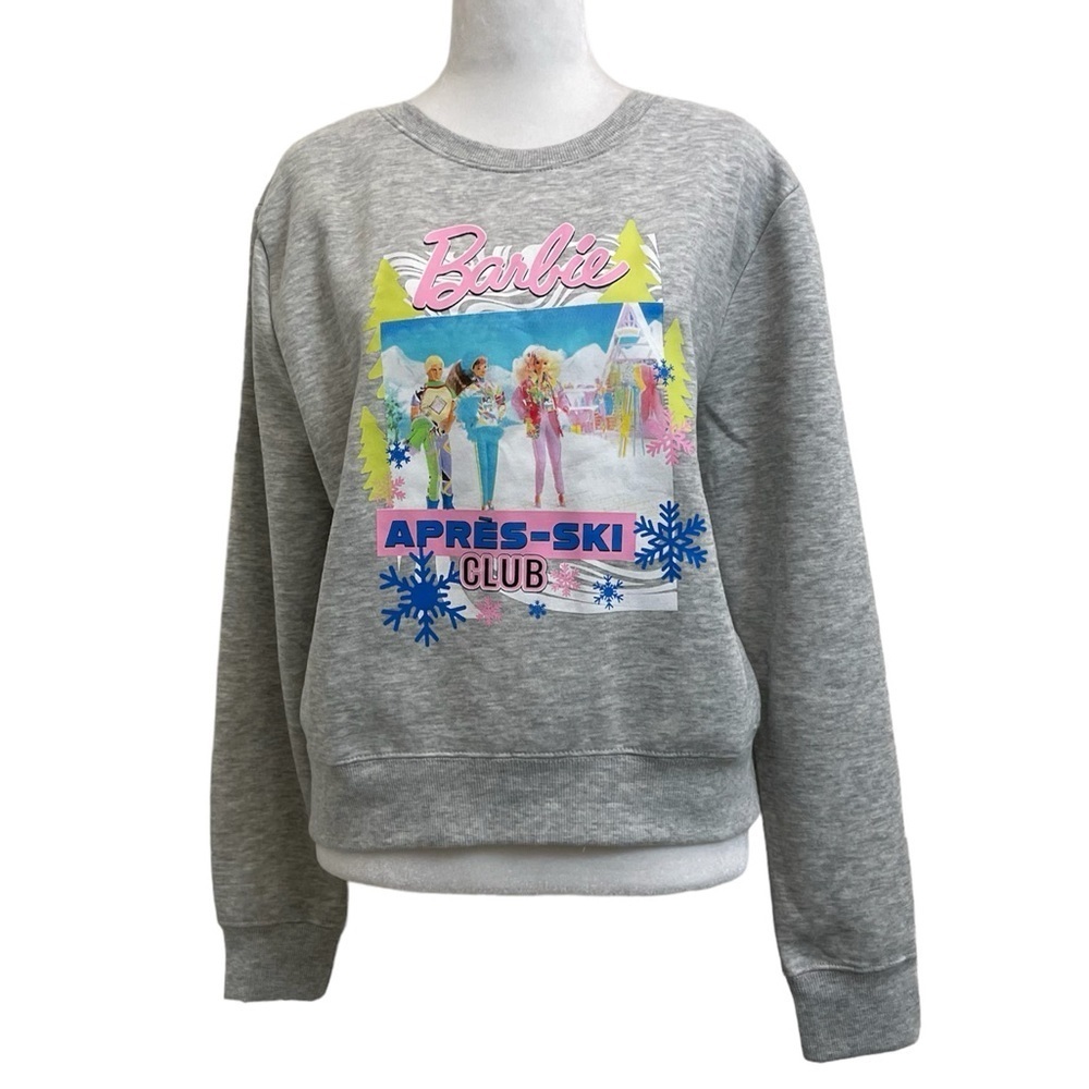 Barbie Apres Ski Club Sweater Heather Gray Sweatshirt